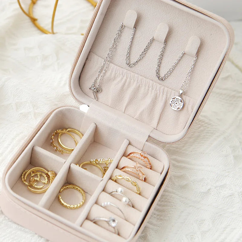 Luxe Velvet Travel Jewelry Box | Portable Organizer for Rings, Earrings & Necklaces.